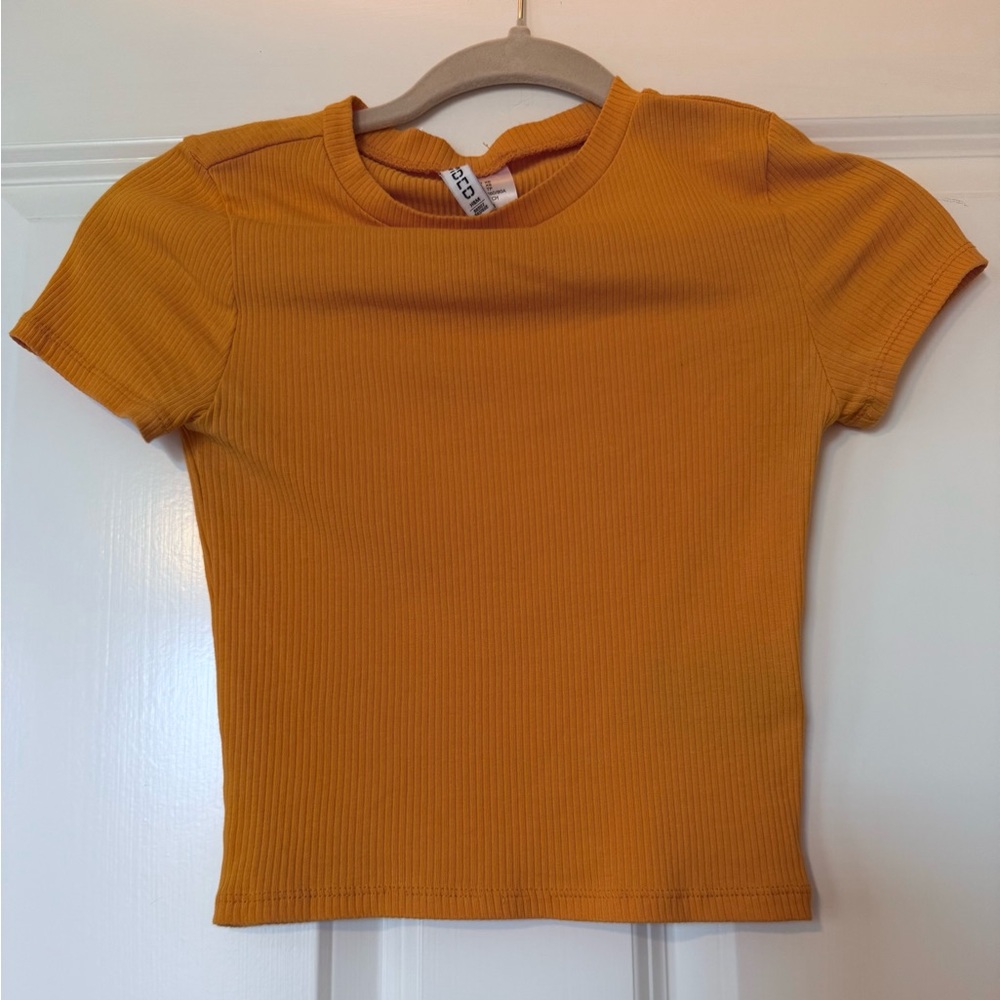 H&M Divided Yellow Ribbed Tee